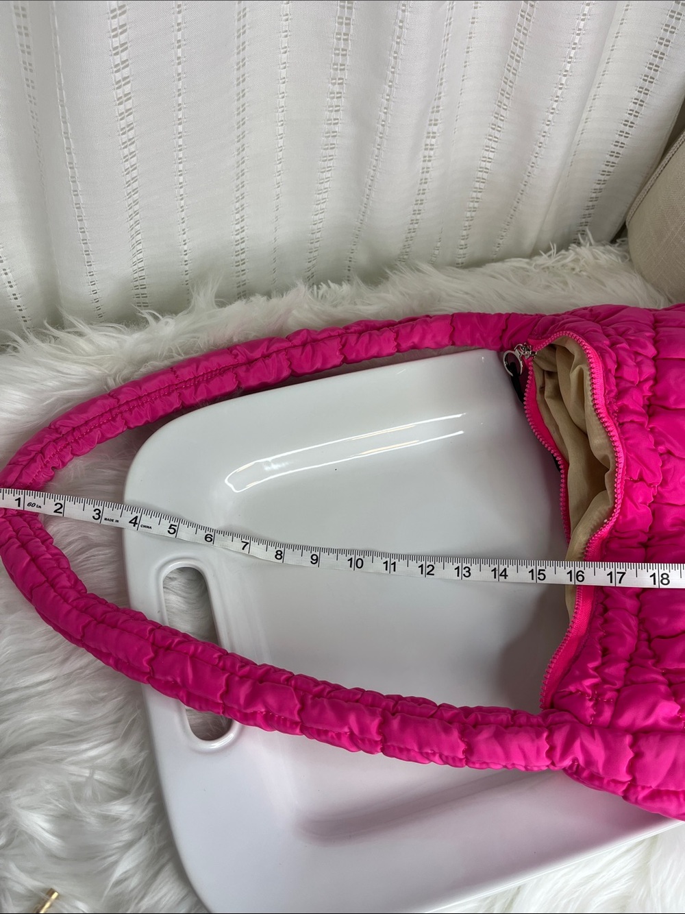 Bright Pink Quilted Shoulder Bag - Picture 9 of 12